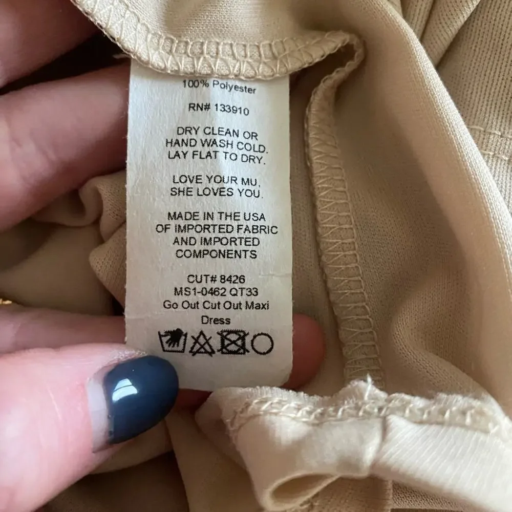 SHOW ME YOUR MUMU Go Out Cut Out Maxi Dress Gold Dot Long Sleeves Boho Medium - Picture 10 of 14